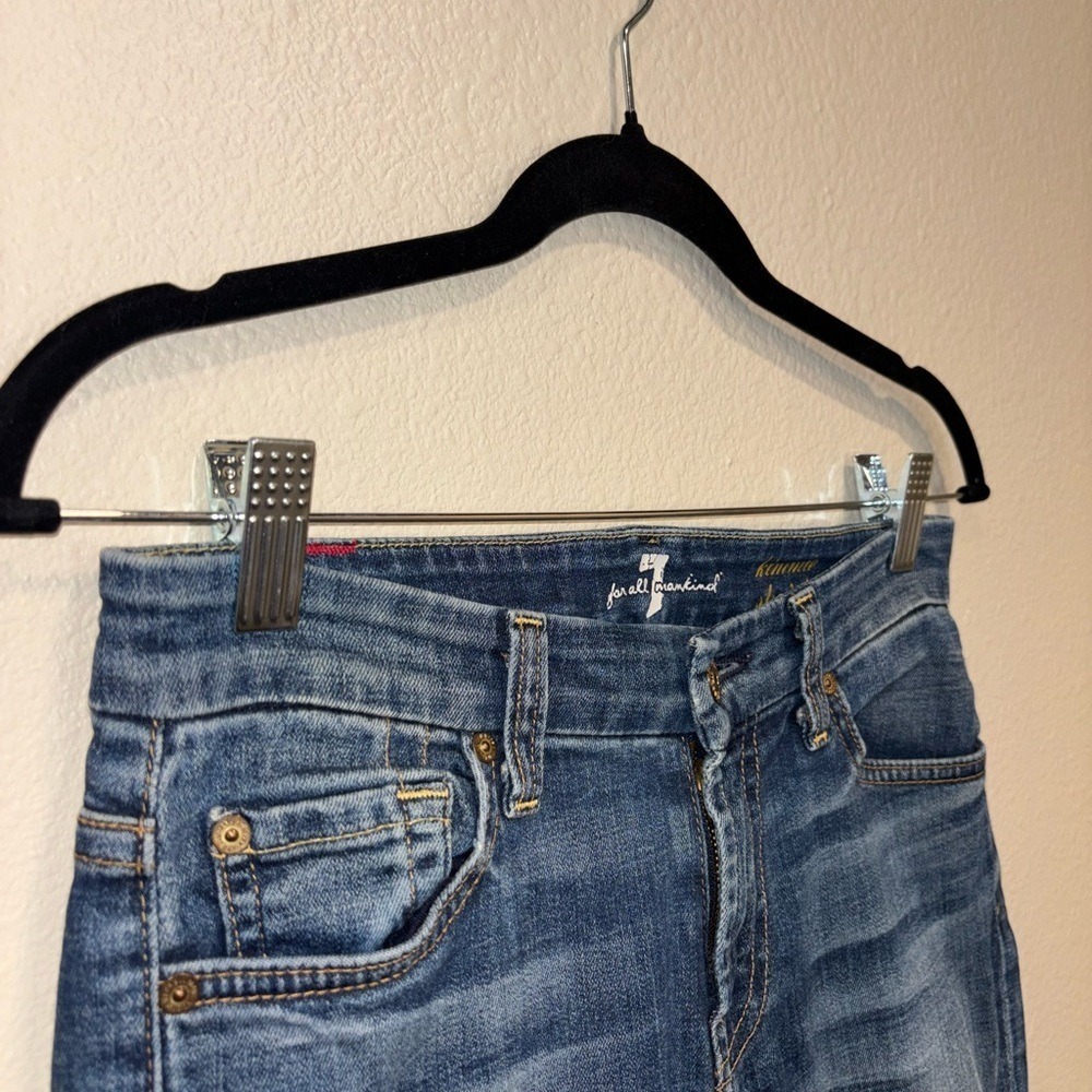 7 For All Mankind Kimmie Straight Leg Jeans Light Wash Size 0/2 - Picture 6 of 7